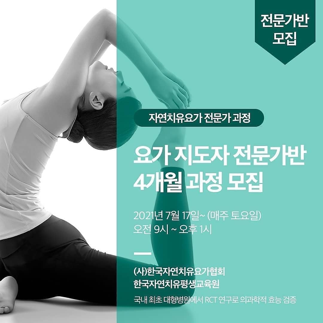 한국자연치유평생교육원,사단법인 한국자연치유요가협회 하반기 전문가반모집 - 4개월 과정