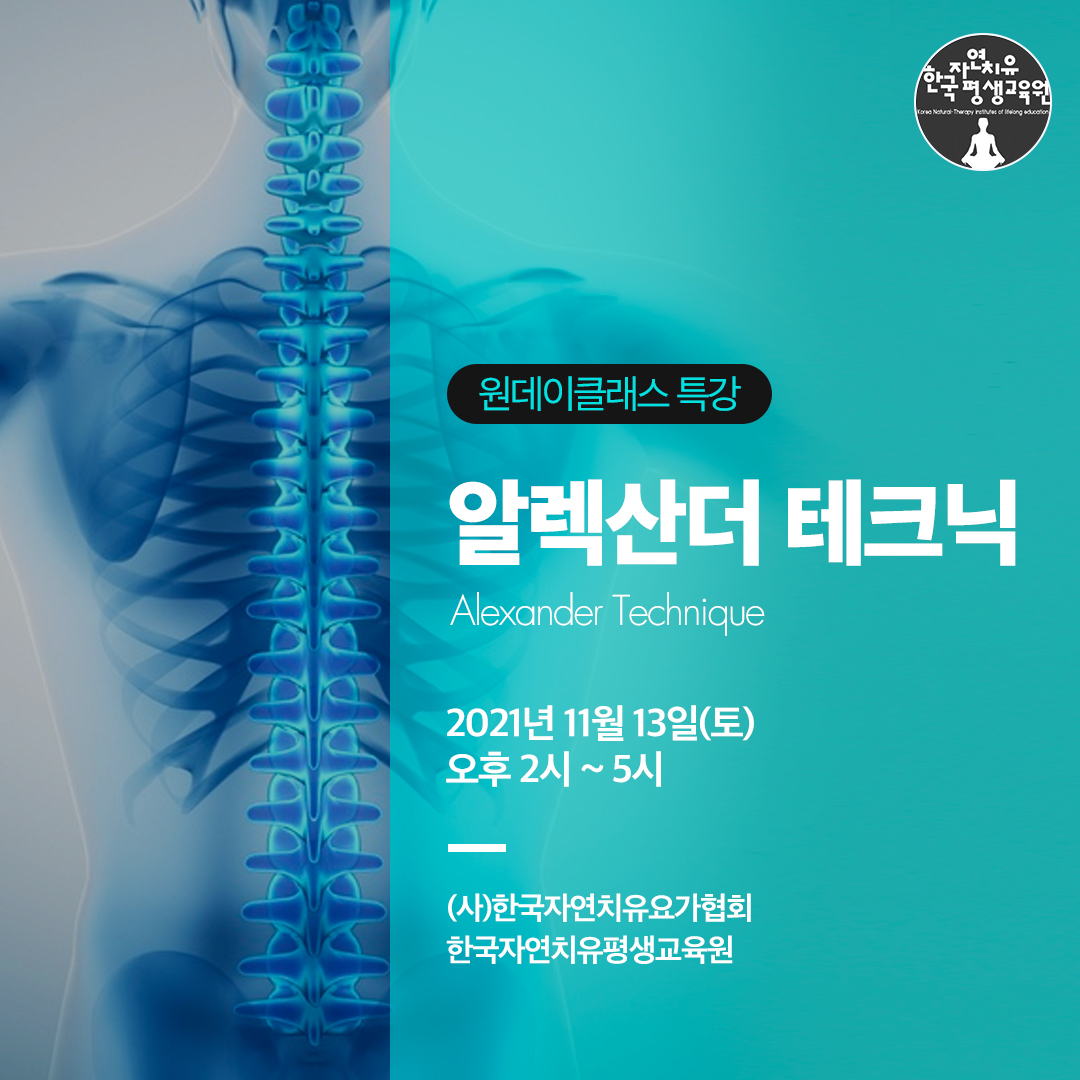 알렉산더테크닉 한국자연치유평생교육원 원데이클래스 특강 21.11.12.토 